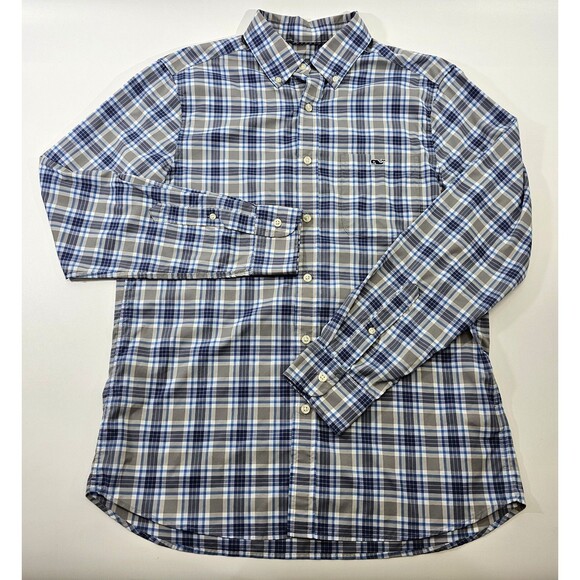 VINEYARD VINES S On-The-Go Nylon‎ Plaid Shirt Button Down Dress Shirt Men's EUC - Picture 2 of 8